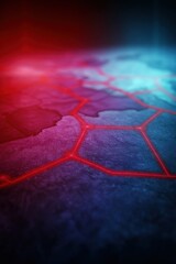 Abstract map with firewalls marked by red and blue lines, USA China conflict