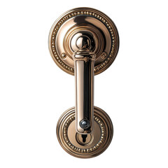 Obraz premium Elegant polished brass door handle isolated on transparent background.