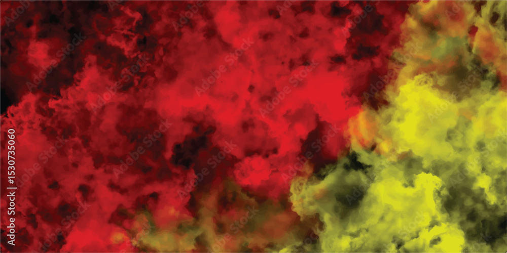 Poster abstract artistic design in a watercolor style with textured red yellow and black overlapping clouds