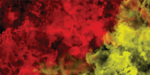 Abstract artistic design in a watercolor style with textured red yellow and black overlapping clouds creating a fluid look