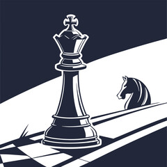 Chess King and Horse Silhouette – Strategic Game Vector for Competitive Mindset, Logic, and Tactical Planning Concepts
