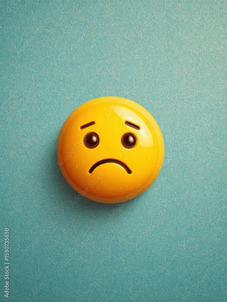 Poster Sad Emoji on Broken User Interface Background Signifies a Feeling of Disappointment and Frustration in Digital Experiences