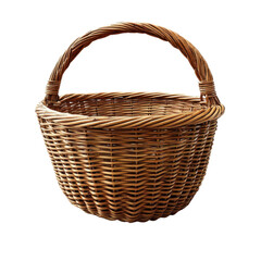 Obraz premium Empty wicker basket isolated on transparent background.