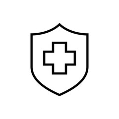 Sterile, health protection outline icon. Healthy, medical defense shield sign symbol