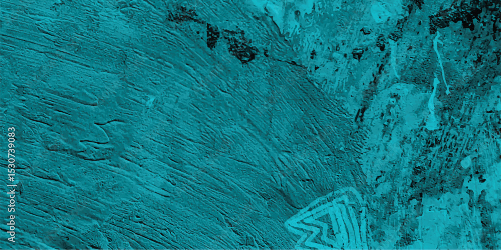Poster textured teal abstract artwork depicting brushstrokes and grungy elements suggesting earthy composit