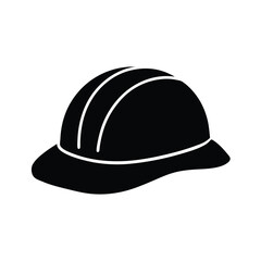 Fototapeta premium Hard hat on ground vector silhouette