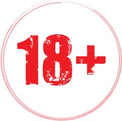 18 sign warning symbol isolated, adults age only, over 18 plus only censored, eighteen age older forbidden adult content