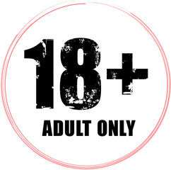 18 sign warning symbol isolated, adults age only, over 18 plus only censored, eighteen age older forbidden adult content
