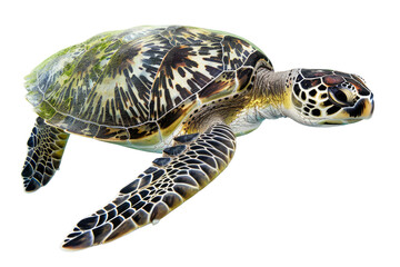 Fototapeta premium Isolated Green Sea Turtle Swimming. Symbol Of Ocean Wildlife And Conservation Efforts.