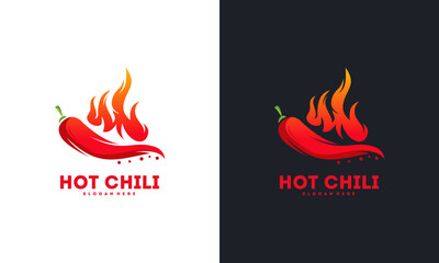 Simple Red chili logo with fire designs concept