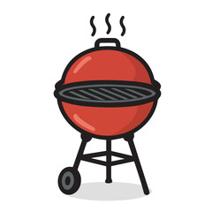 Kettle Charcoal Grill Vector Illustration Red Barbecue