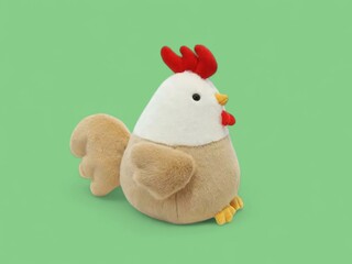 Chubby Chicken Plush Toy Cute Cartoon Plush Hen Cushion Sitting On The Green Background