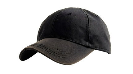 Black baseball cap isolated, cut out transparent
