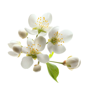 white musk blossom and flowers rising in white background