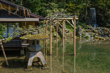 Peaceful historical natural park in Japan