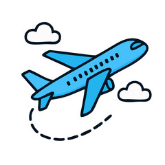 Vector illustration of an airplane in flight, symbolizing air travel and international trips.

