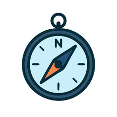 Vector icon of a compass, symbolizing navigation, direction, and adventure.
