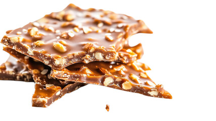 Tasty caramel toffee shards are layered with crunchy nuts, showcasing a tempting treat for dessert lovers
