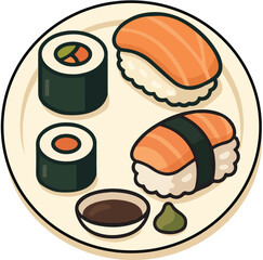 Sushi Plate Illustration