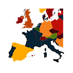 Fototapeta premium Historical map of Europe in bold colors, evokes remembrance and peace