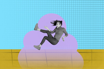 Composite zine pop trend collage of happy girl guy dance weekend party celebration holiday chill occasion relax boogie mockup