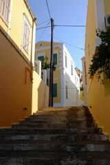 Charming narrow street in a Mediterranean village.
