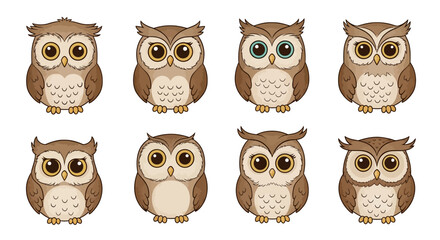 Adorable Owl Illustrations Eight Cute Cartoon Owls for Design Projects