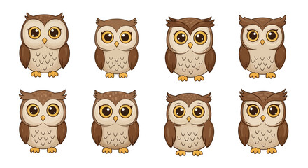 Adorable Cartoon Owls Eight Cute Owl Illustrations for Design Projects
