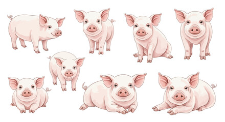 Adorable Piglets A Collection of Cute Pig Illustrations