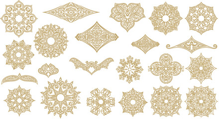Elegant Gold Ornate Design Elements Decorative Flourishes and Mandala Collection