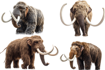woolly mammoth collection on transparent background