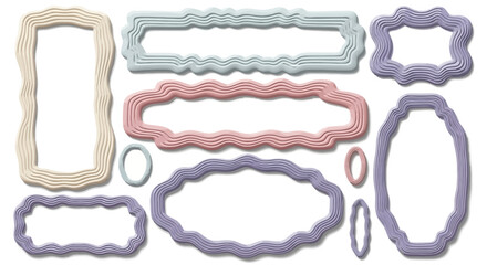 Elegant Pastel Frames Decorative Border Illustrations Set