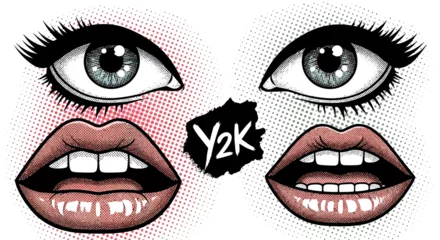 Gardinen Pop Art Y2K Pop Art Style Eyes and Lips Illustration  © HUANG
