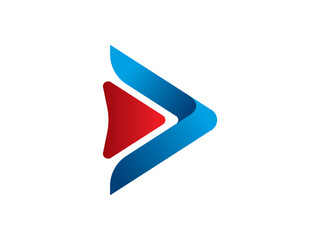 A visually striking logo, featuring a stylized arrowhead symbol with fluid shapes and gradients in vibrant red and blue, exuding a sense of movement and innovation.