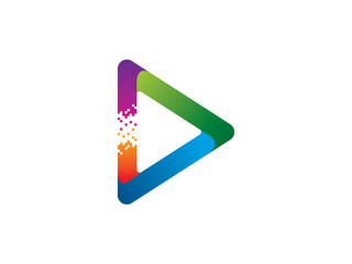 A dynamic, modern play button logo is featured, with a sleek design in a spectrum of vibrant colors, embodying energy and creativity. 