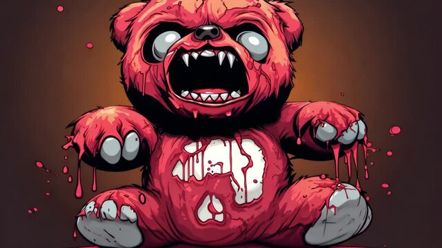 Animated sticker icon zombie bear  cartoon character scary