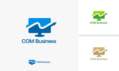 computer with arrow logo designs concept