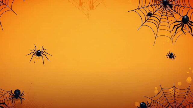 Animated orange background with Halloween ornaments. Halloween animation with copy space background area.
