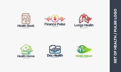 set of health pulse logo designs concept