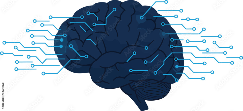 Poster human brain neural network exploring the connections of cognitive processes