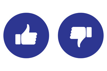 Like and dislike icon set. Like and dislike icon on circle. Thumb up and down icon stock illustration. 