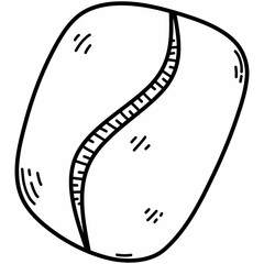 Hand-drawn black line art illustration of a coffee bean. Simple doodle-style design, ideal for coffee shop logos, packaging, menus, merchandise, and coffee-related branding.