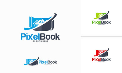 Pixel book  logo designs concept, Education logo