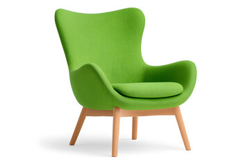 Lime Green Modern Armchair on White Background