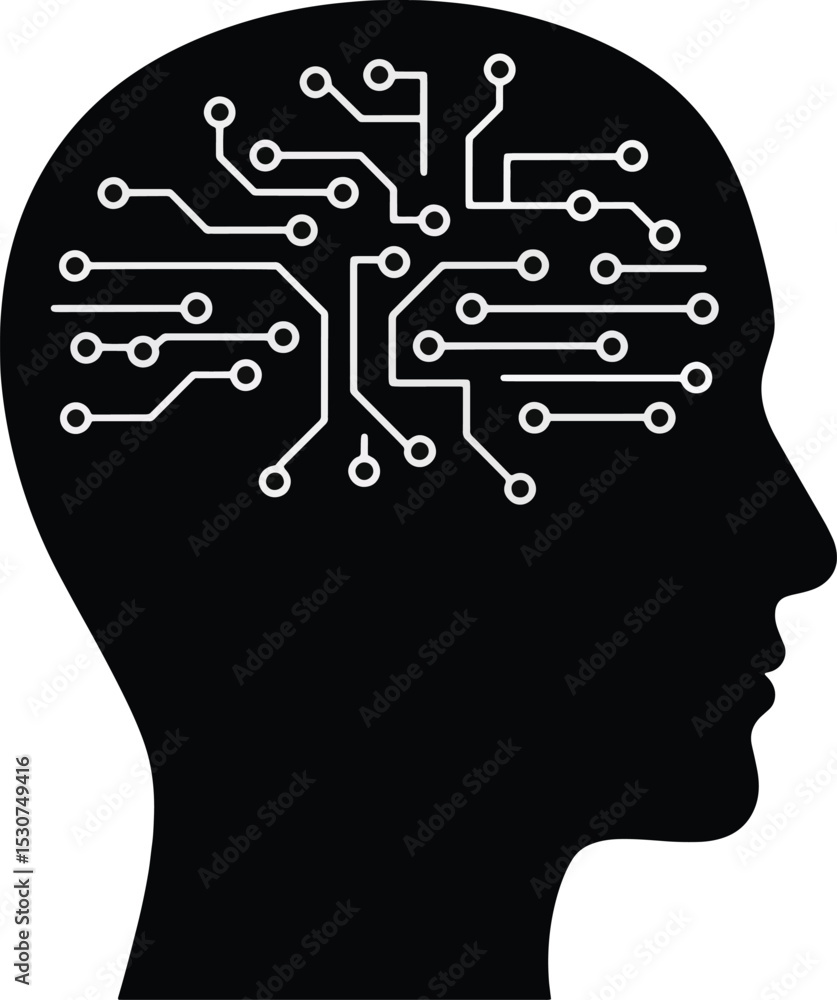 Poster human brain circuitry artificial intelligence and neural networks concept