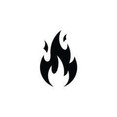 Black Fire Icon Cartoon Flame Illustration, on White Background