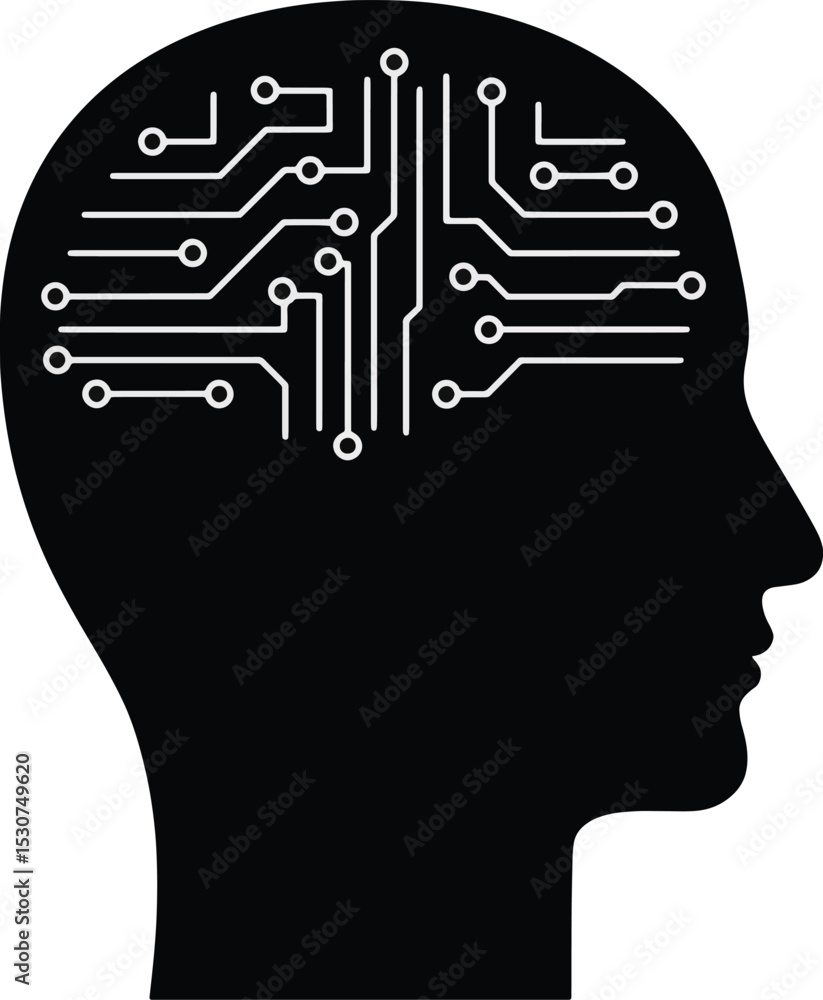Poster human brain circuitry artificial intelligence and neural networks concept