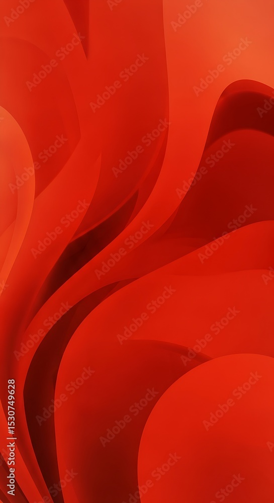Aufkleber contemporary wallpaper with flowing red curves and subtle shadows, ideal for adding depth and a vibr