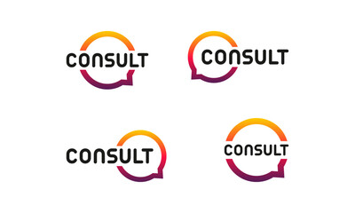 set of Modern consult logo designs concept, Simple chat logo