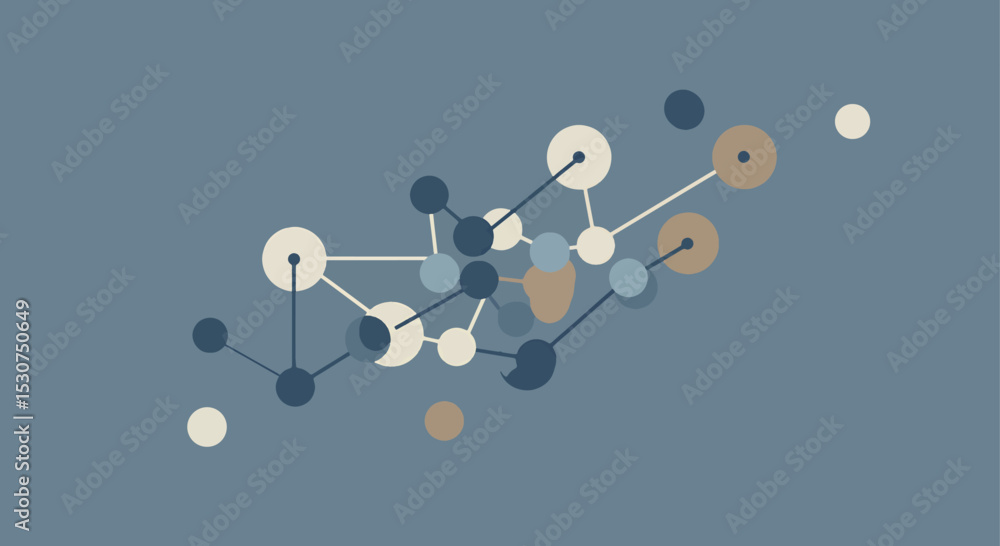 Poster abstract network connection nodes and lines graphic design